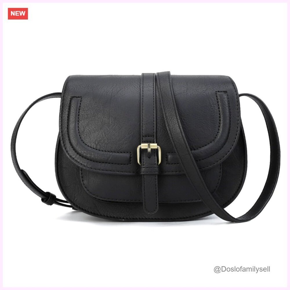 Small Vegan Leather Crossbody Bag with Adjustable Strap, 9x7 Inches